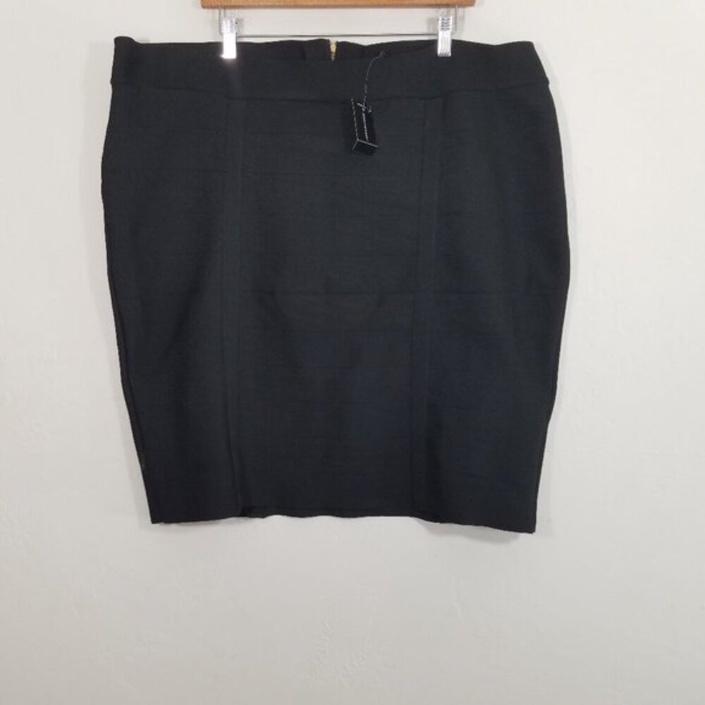 NWT Ashley Stewart Bodycon Skirt Black Stretchy Plus Size 22/24